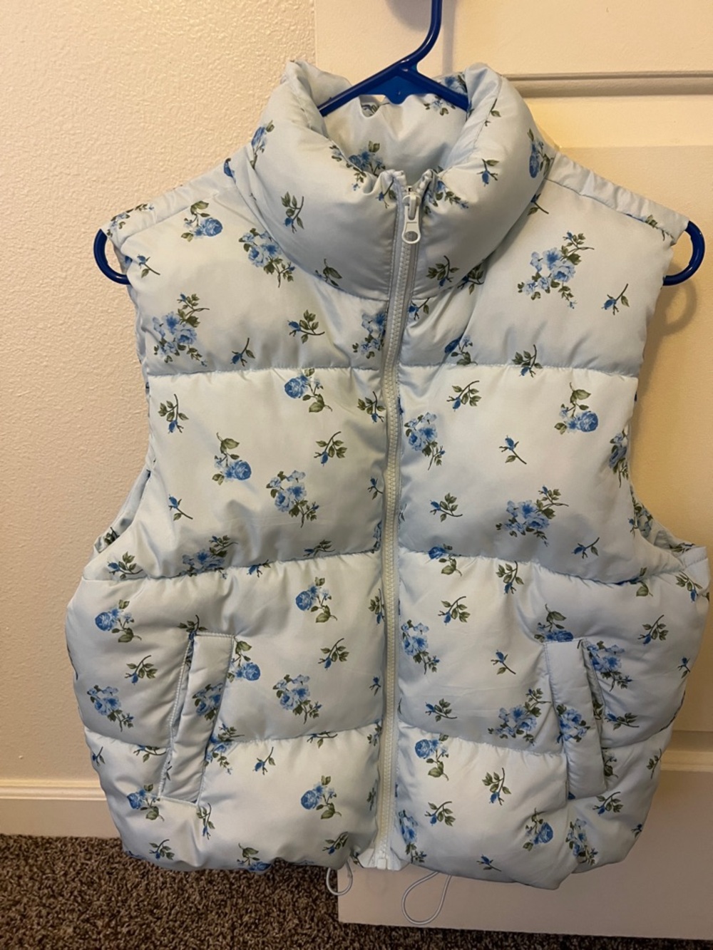 Matching Floral Puffer Vest Set Pink Blue Cottagecore Coquette Aesthetic - Picture 3 of 5